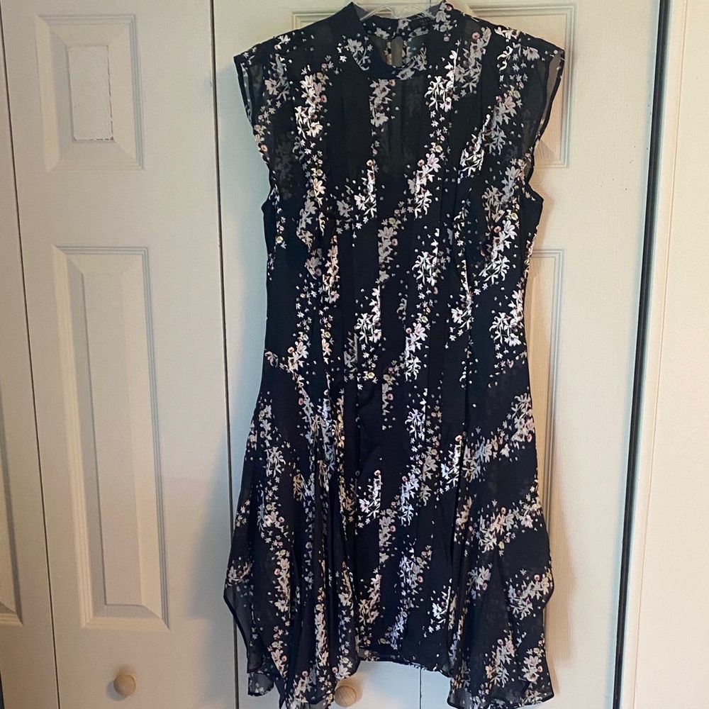 Allsaints Fleur Cultivar Floral Black and White Dress